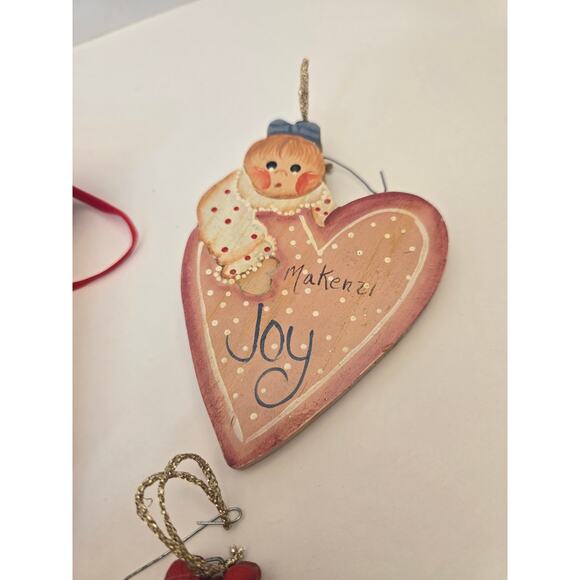 Country Primitive Wooden Ornaments Set of 5 Christmas Angels & Sled ~6" - Picture 5 of 7